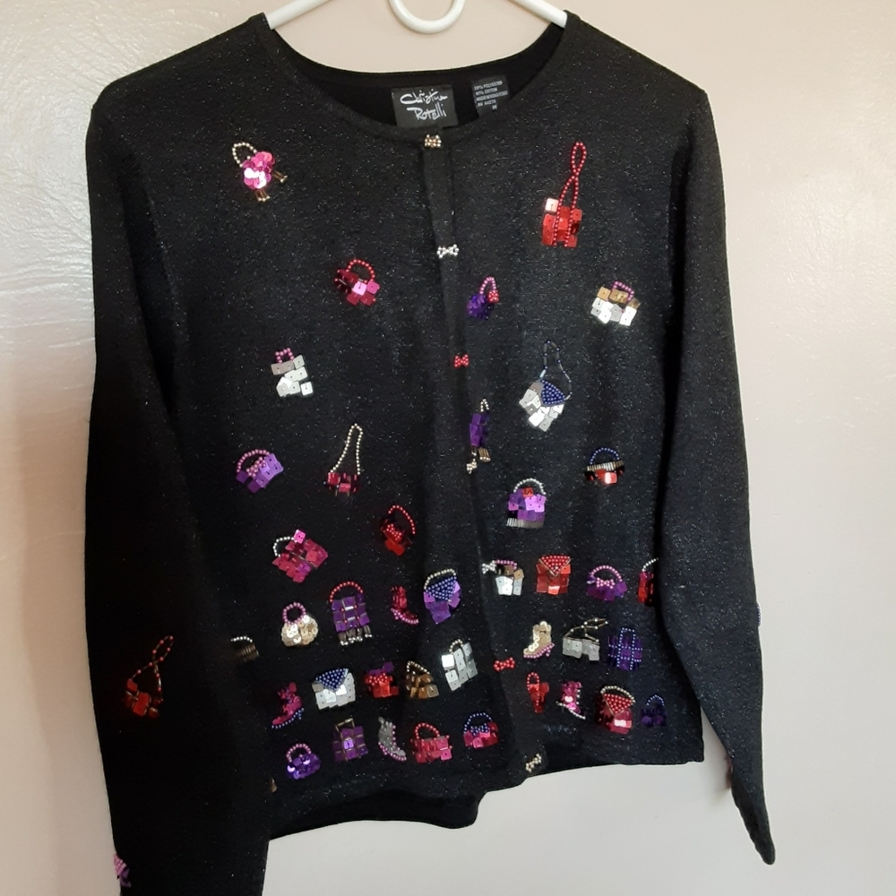 Christina Rotelli Novelty beaded cardigan